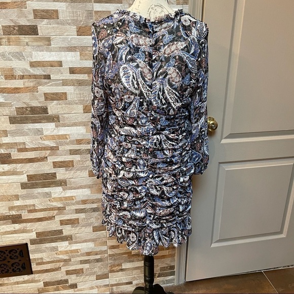 Zara Paisley Floral Print Draped Ruched Mini Dress Size L NWT - Picture 7 of 14